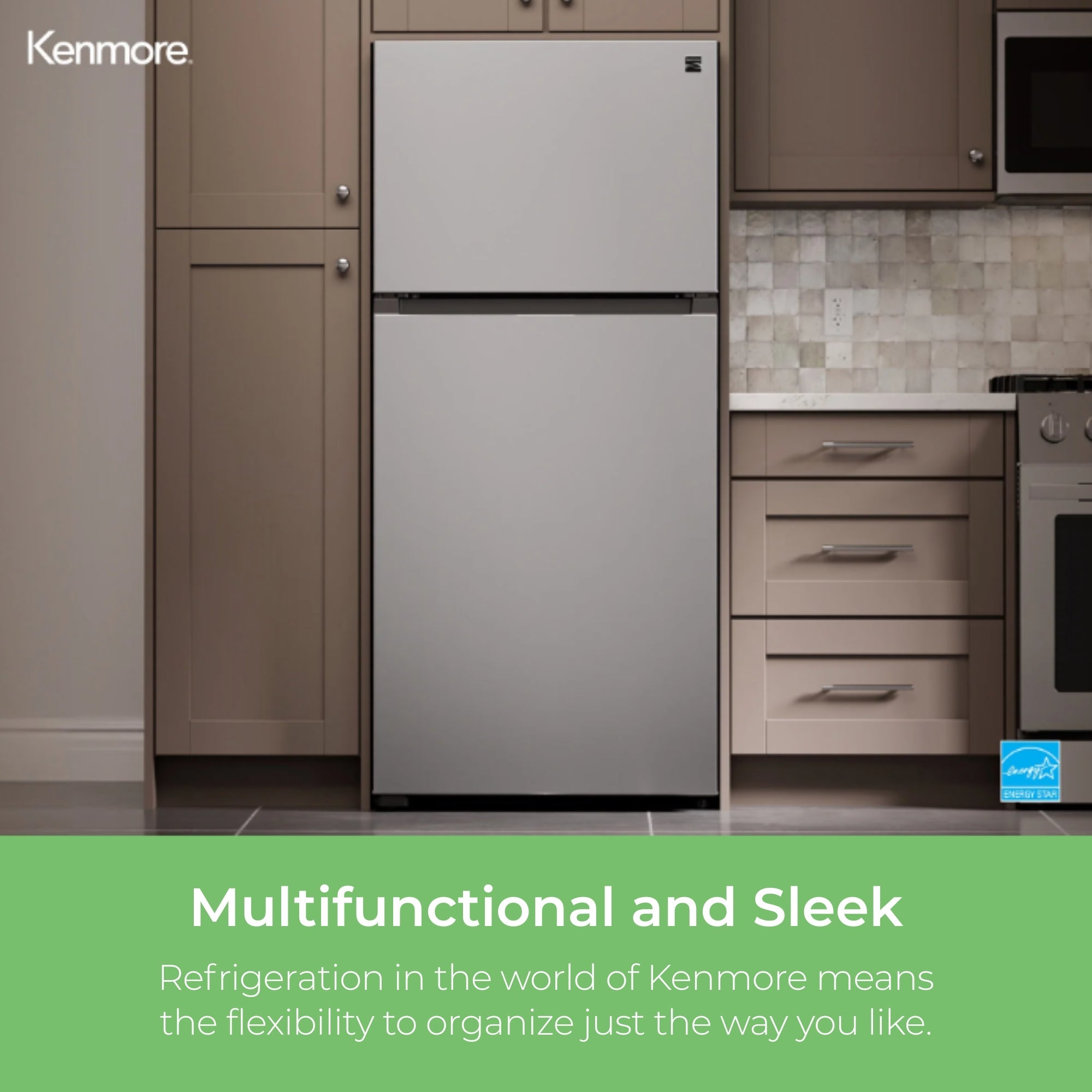 Kenmore 18.2 cu. ft. Top Mount Refrigerator w/ Pocket Handle - Fingerprint Resistant Stainless Steel