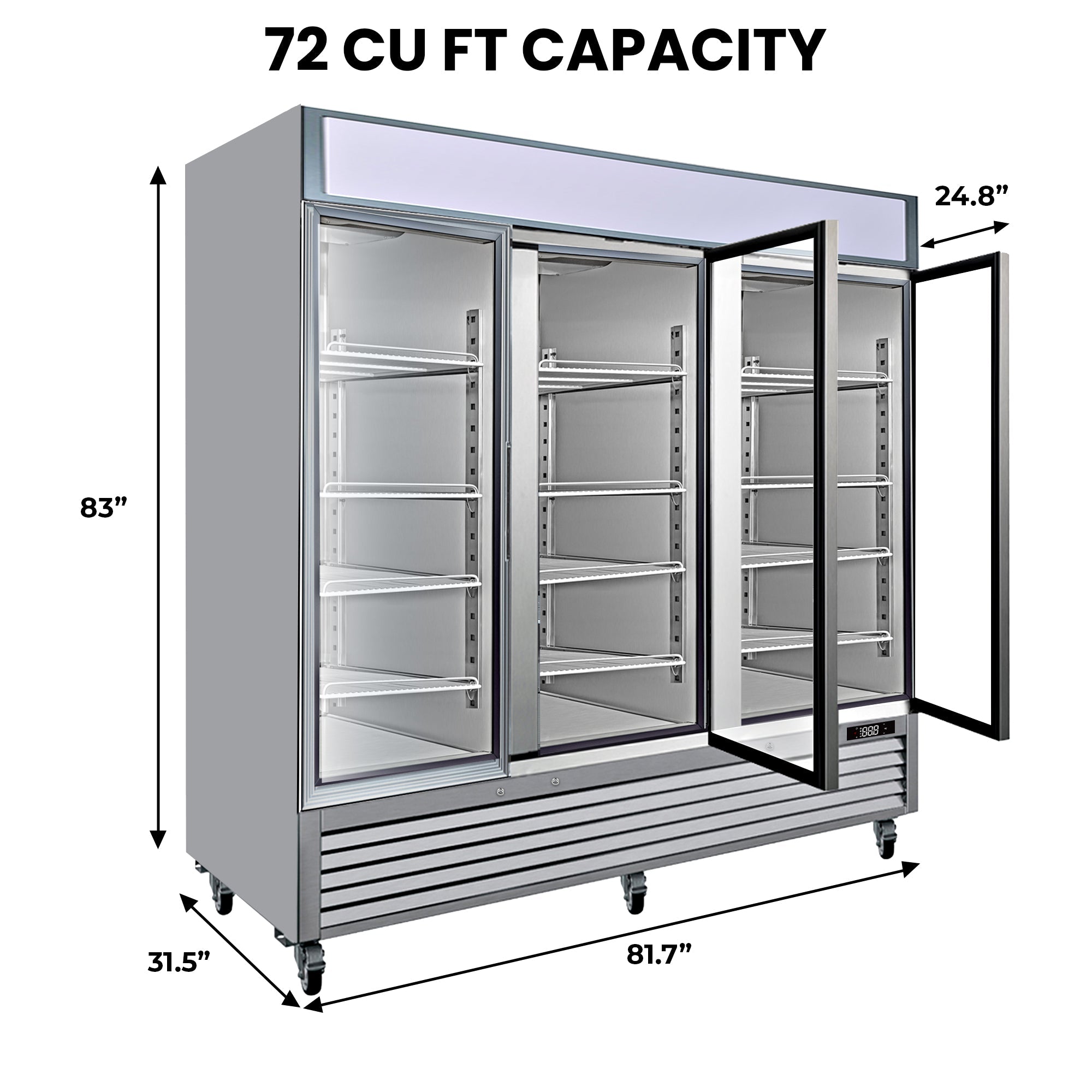 Kenmore Pro 72 cu ft glass door freezer shelving