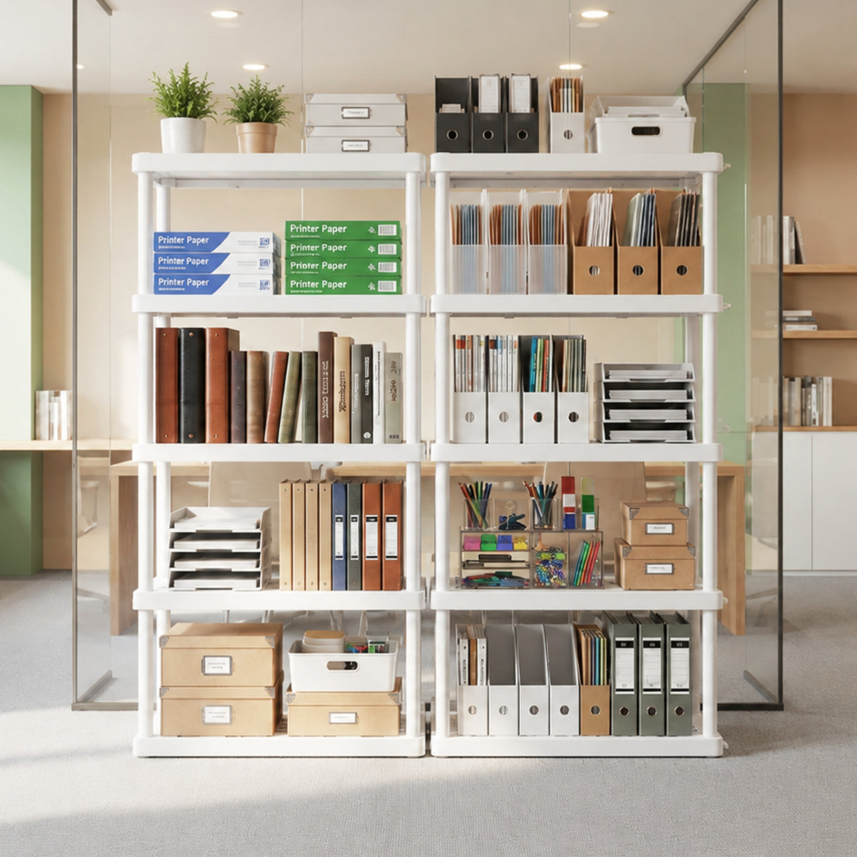 Oskar 5-Tier Interlocking Plastic Shelving Unit, White