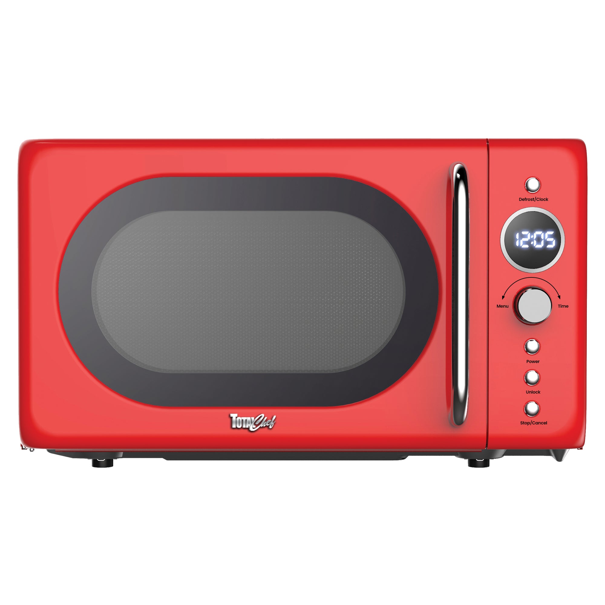 Total Chef Retro Microwave Oven | 20L / 0.7 Cu Ft | Quick Start & Defrost By Weight/Time | 8 Pre-set Cooking Modes For Coffee, Rice, Pasta, Potato, Reheat, Fish, Pizza, Popcorn | 700W | Red