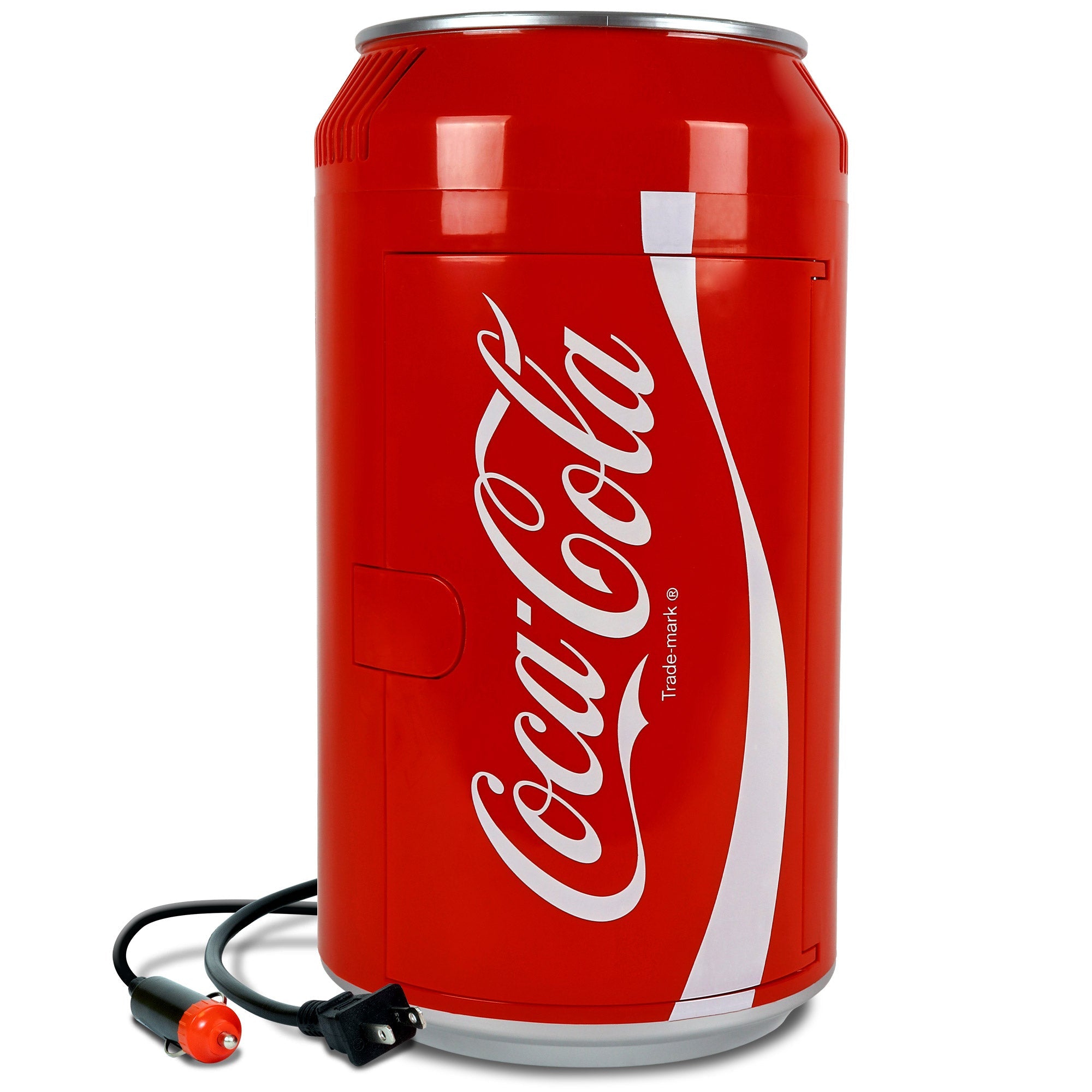 Coca-Cola 12 Can Portable Mini Fridge w/ 12V DC and 110V AC Cords, 10L qt) Can Shaped Personal Cooler, Red, Travel Fridge for Drinks, Snacks,