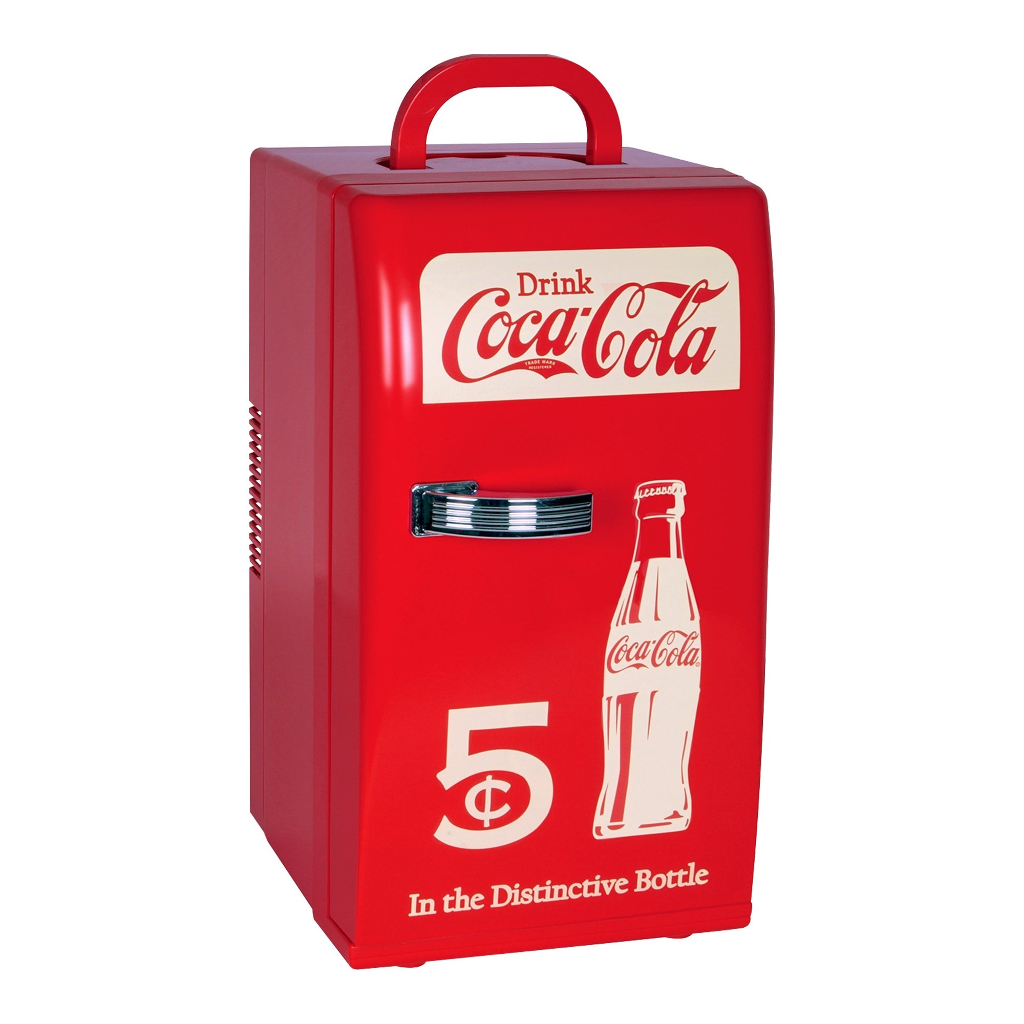 Coca-Cola Classic 4L Mini Fridge w/ 12V DC and 110V AC Cords, 6 Can  Portable Cooler, Personal Travel Refrigerator for Snacks Lunch Drinks  Cosmetics
