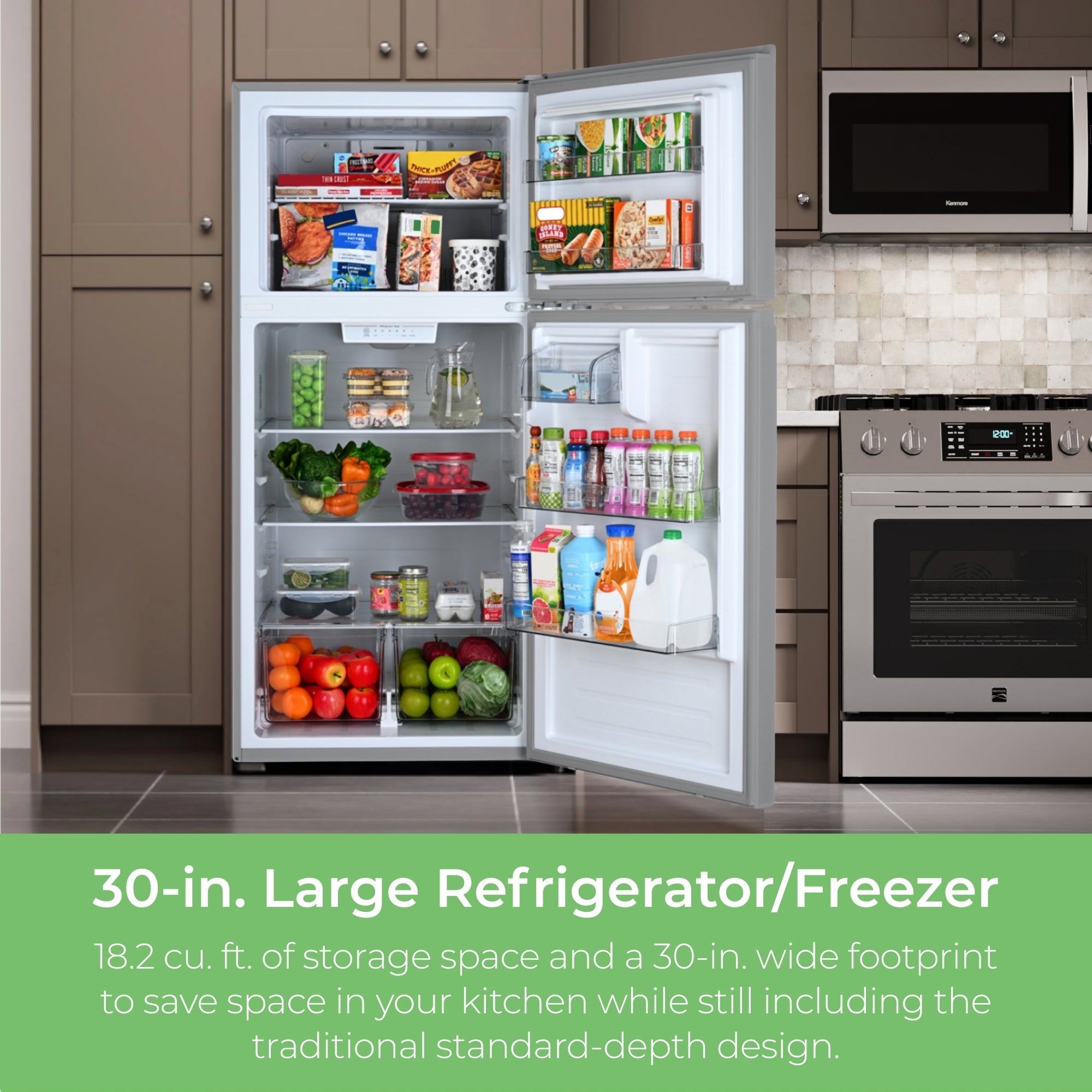 Kenmore 18.2 cu. ft. Top Mount Refrigerator w/ Pocket Handle - Fingerprint Resistant Stainless Steel