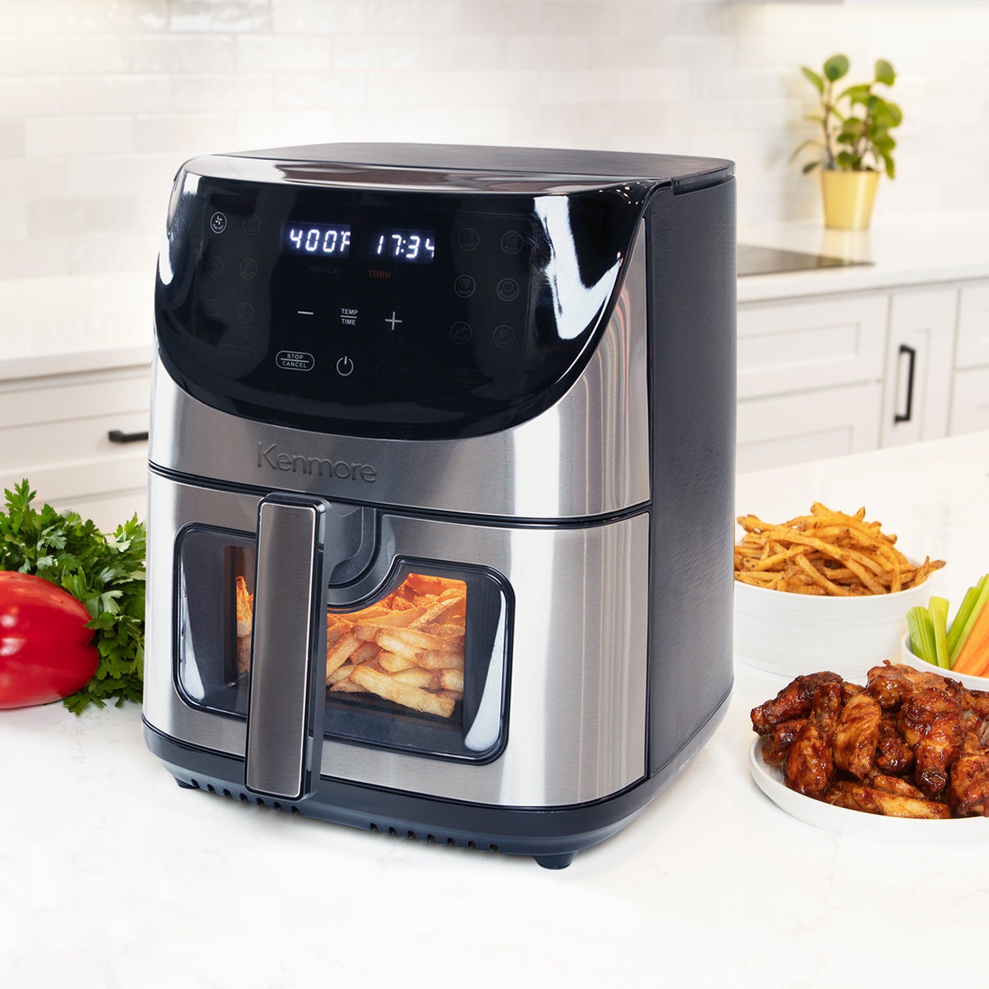 Kenmore Digital Air Fryer 8 Qt 12 Cooking Presets Stainless Steel