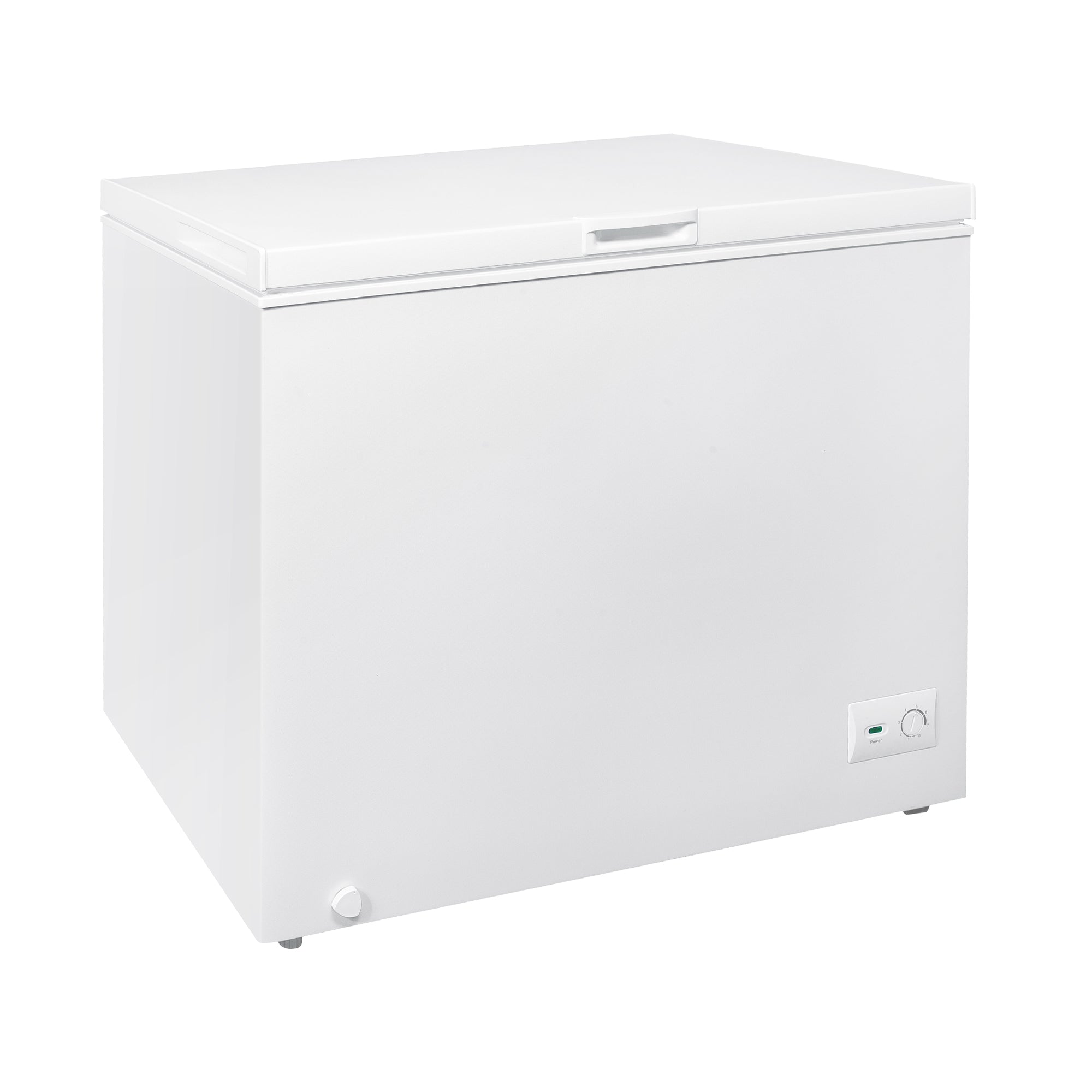 Kenmore chest freezer, closed, on a white background