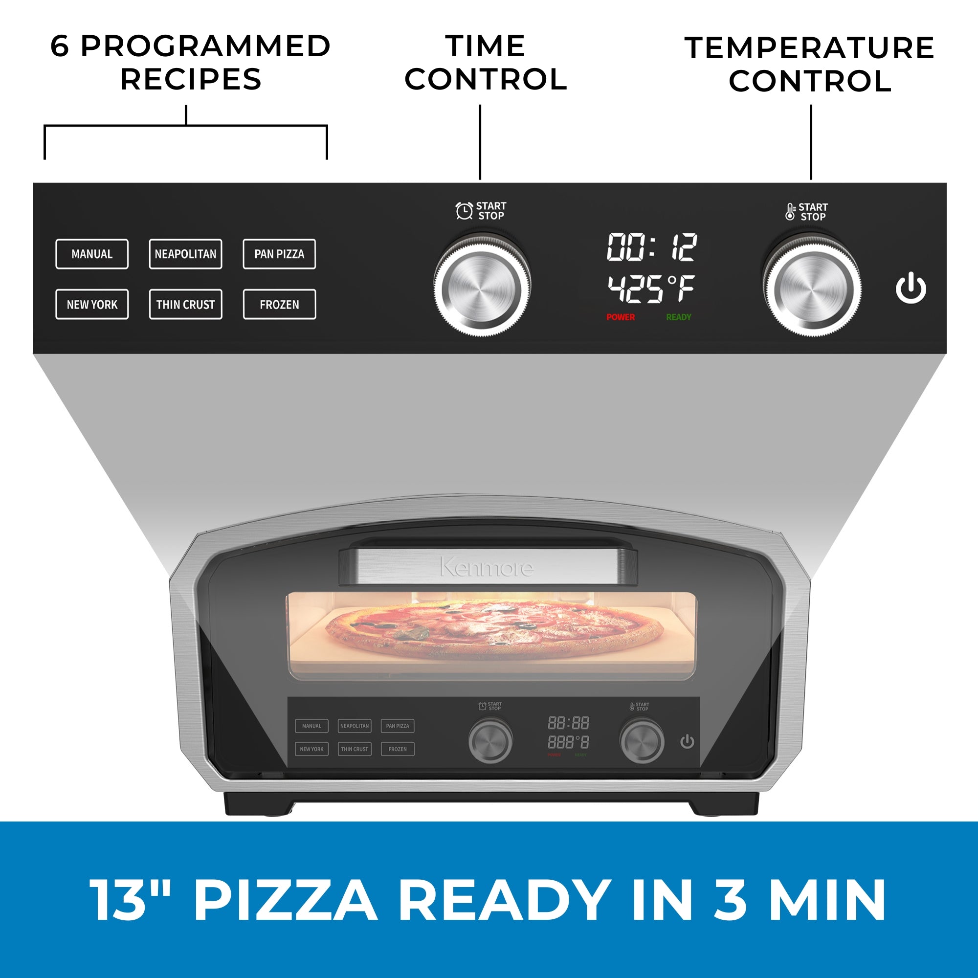 Kenmore Outdoor/Indoor Electric Pizza Oven 13” Pizza Weather-Resistant