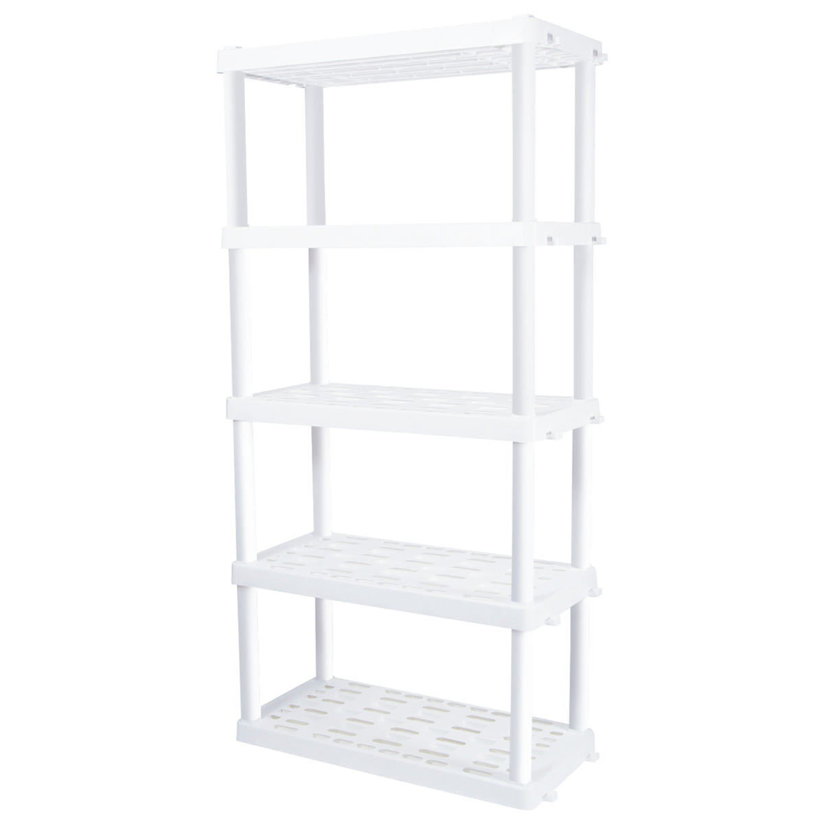 Oskar 5-Tier Interlocking Plastic Shelving Unit, White