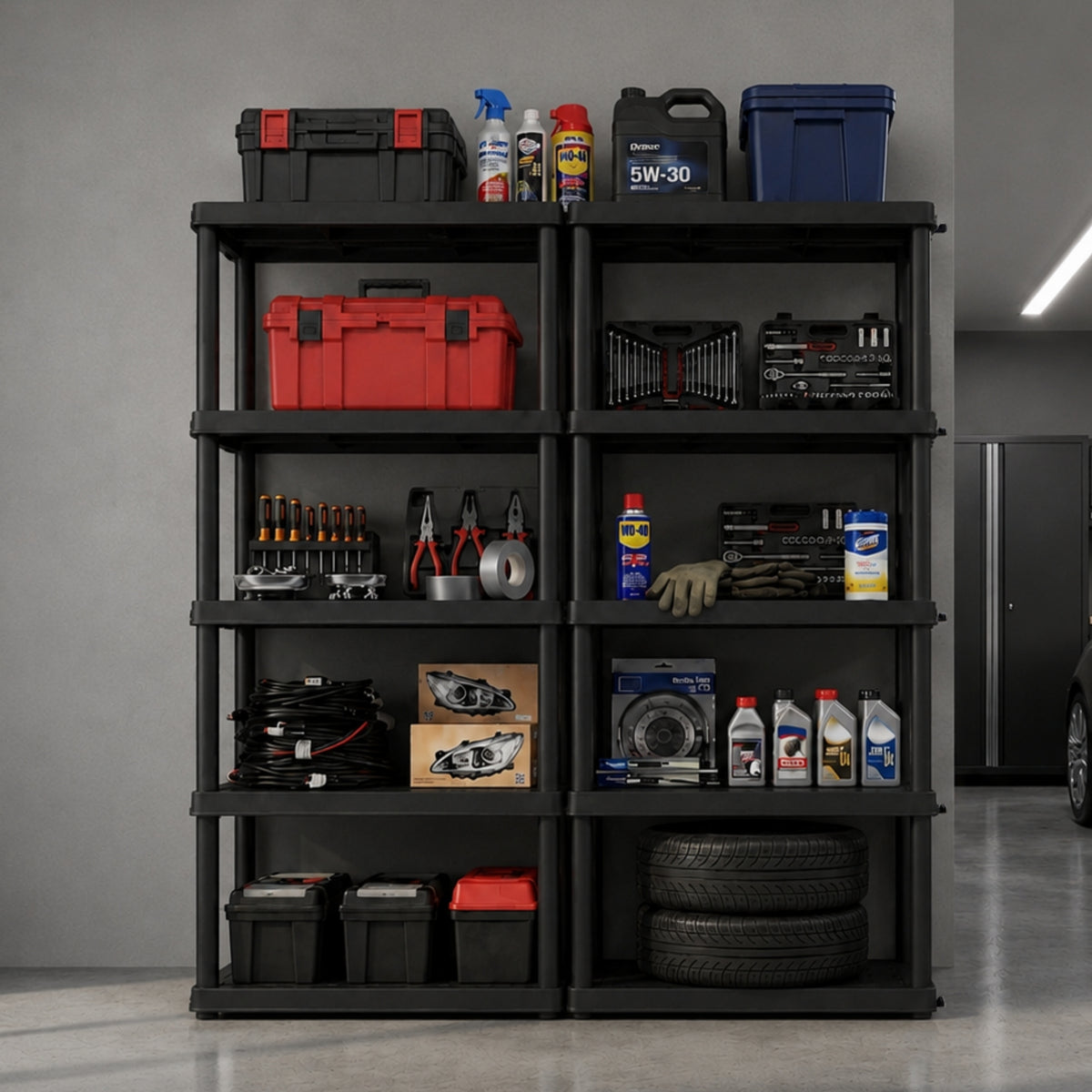 Oskar Large 5-Tier Interlocking Heavy Duty Shelving Unit, 18 X 36 X 74 Inches, Easy Assembly, Black