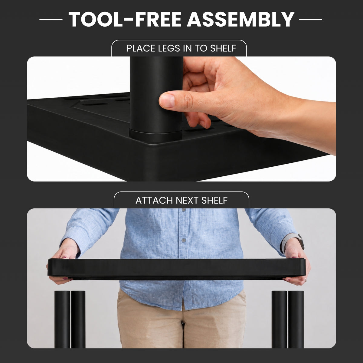 Oskar Large 5-Tier Interlocking Heavy Duty Shelving Unit, 18 X 36 X 74 Inches, Easy Assembly, Black