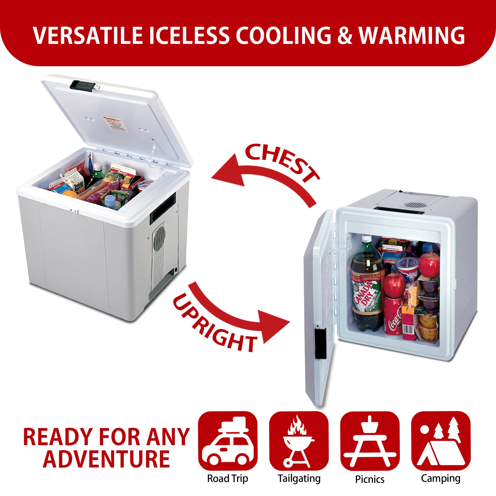 Crystals Thermoelectric 24L/26L 240V AC & 12V DC Electric Cool Box, Heating And Cooling Functions, Portable Travel Cooler Box Camping Car Mini Fridge