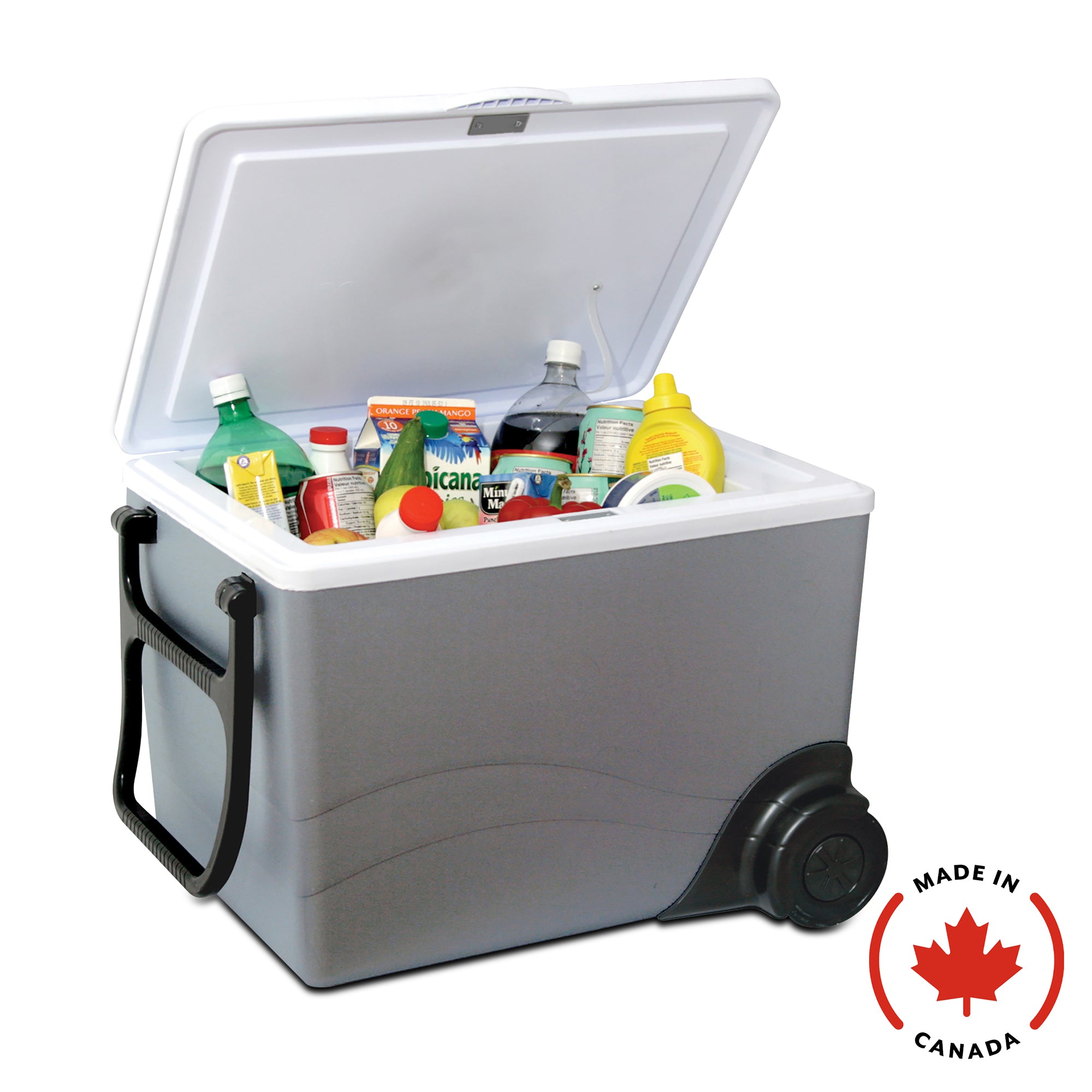 Koolatron 12V Wheeled Electric Cooler/Warmer, 34L (36 qt) Thermoelectric Rolling Car Fridge, Gray