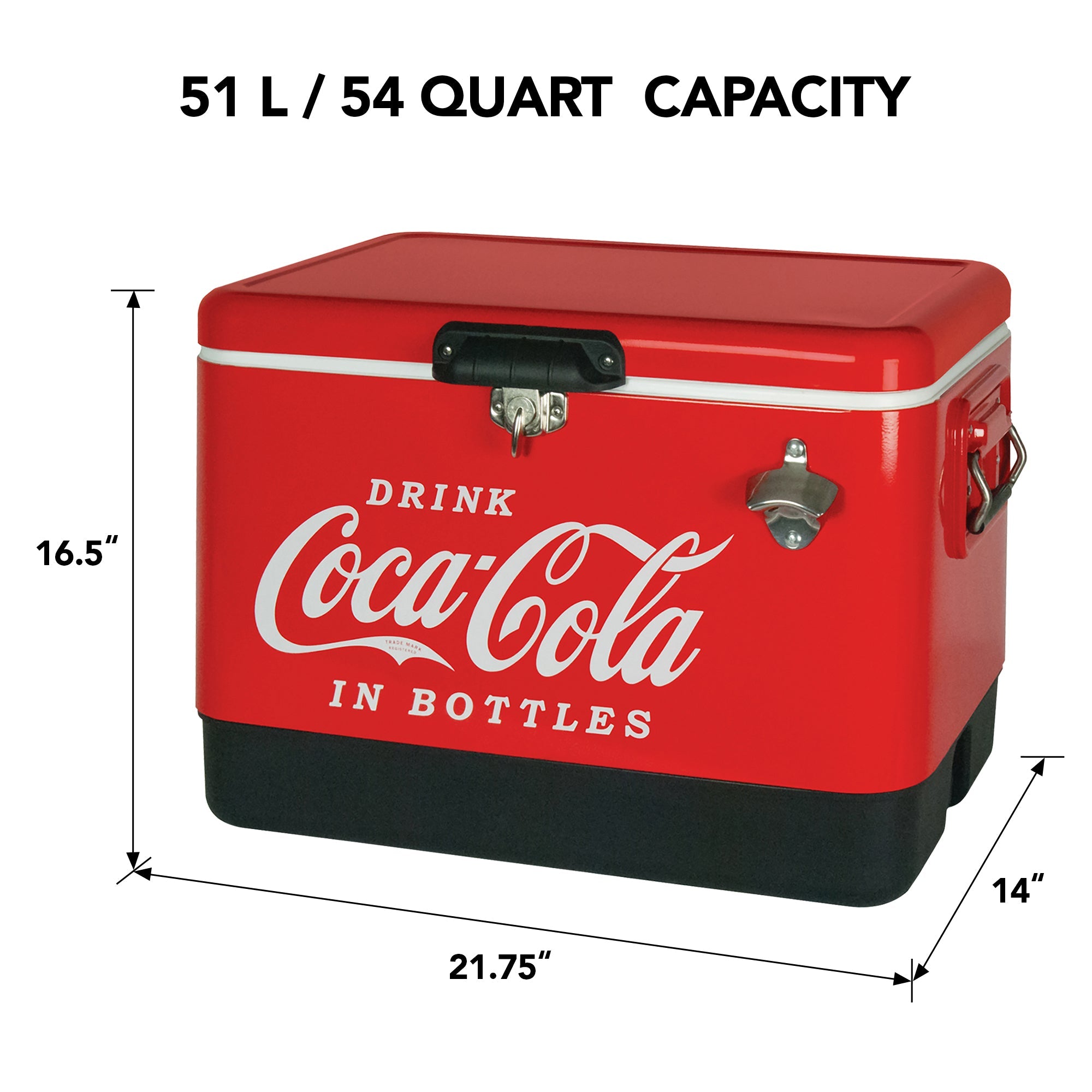 Coca-Cola Ice Chest Cooler with Bottle Opener 51L (54 qt)